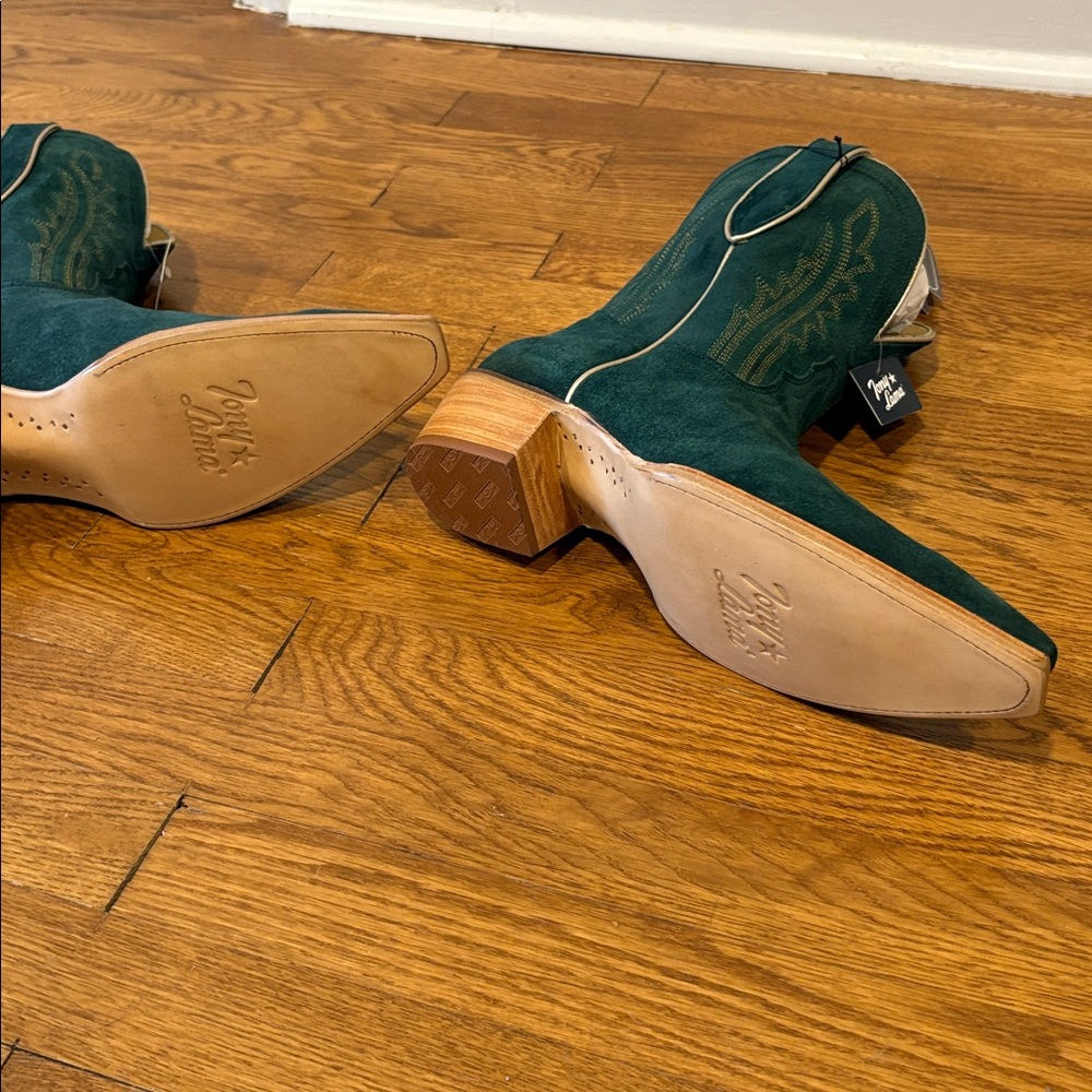 NWT & Box Tony Lama Dark Green Suede Western Boots - Picture 11 of 15